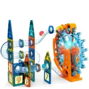 DhaGlok 71-Piece Magnetic Building Blocks Set for Kids – STEM Educational Construction Toy with 3D Transparent Pipes, Rolling Balls & Tracks – Magnetic Engineering Gift for Boys & Girls Ages 3+