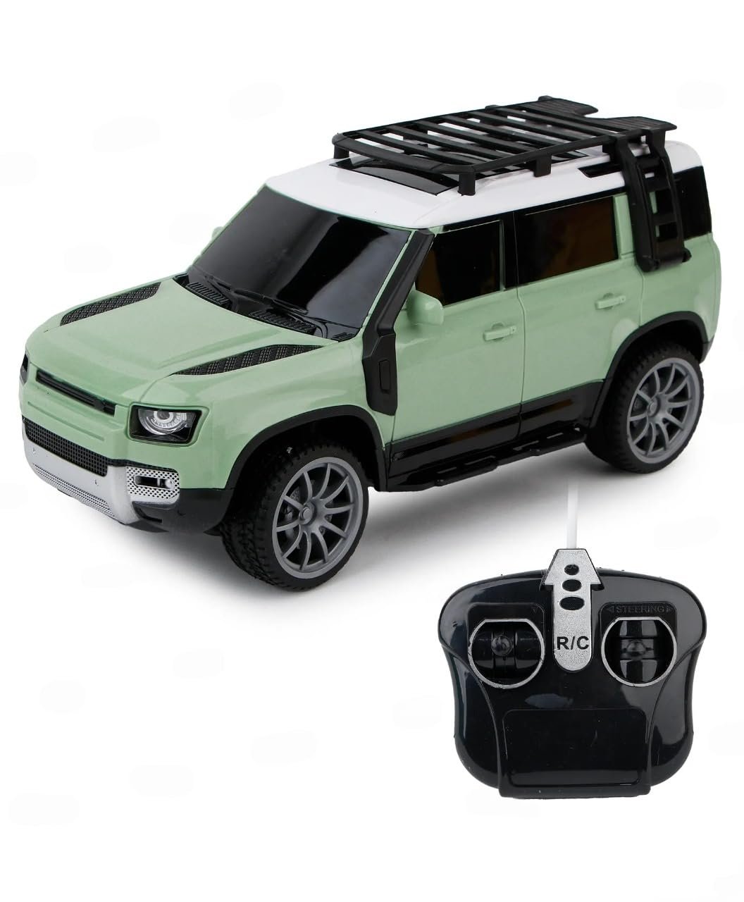 Jack Royal High-Speed Off-Road Defender Rover Rc Car with Light Racing Car Toy Vehicle Remote Control Car for Kids (Rechargeable) (Green)