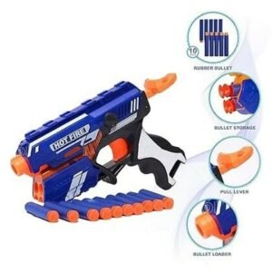 CocoToys Blaze Storm Hot Fire Soft Bullet Gun Toy with 10 Safe Soft Foam Bullets, Fun Target Shooting Battle Fight Game for Kids Boys (Blaze Storm- Hot Fire),Gel Blaster Style Design