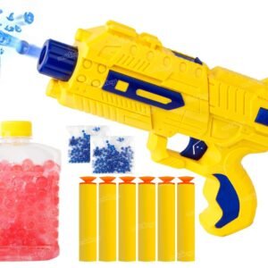 WBD Toy Gun for Kids 2 in 1 Shooting Game Gun Toy with 6 Soft Darts Shooter & 2 Pack Jelly Balls Shots Toys for Boys Girls 3+ Years (Yellow)