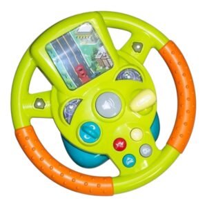 WireScorts Musical Steering Wheel Toy for Kids - Pretend Driving with Lights, Music, & Car Key - Multifunctional Backseat Toy with Suction Cup - Interactive Sensory Educational Gift for Kids - Yellow