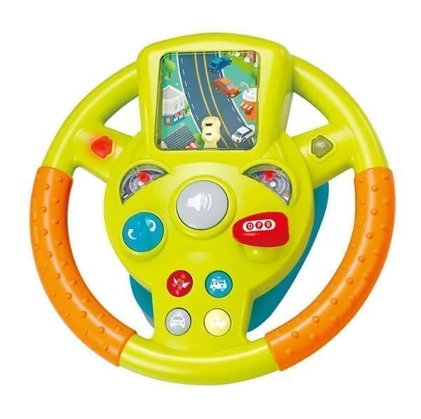 WireScorts Musical Steering Wheel Toy for Kids - Pretend Driving with Lights, Music, & Car Key - Multifunctional Backseat Toy with Suction Cup - Interactive Sensory Educational Gift for Kids - Yellow - Image 7