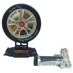 Shooter Target Game Set with Rotating Wheel and Toy Gun, Electronic Shooting Game with Light Effects