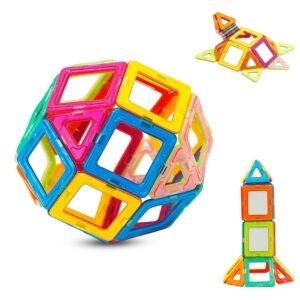 Plastic Magnetic Tiles Building Blocks Construction Set Educational Stacking Toys (20 Pieces, Multicolour)