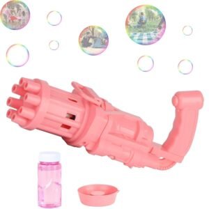 JH00523 (3) Bubble Gun Machine Bubble Maker, 8-Hole Bubble Blower Automatic Bubble Machine Electric Bubble Soap Water Toys for Boys Girls Plastic Machine Gun Toy for Kids