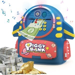 ARTOVIA-Electronic Password Piggy Bank for Kids Fingerprint Toy Safe Box (Blue)