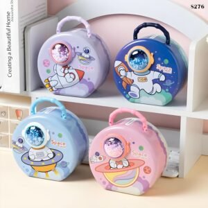 Chiransi Money Saving Bank with Coin Slot//Creative Cartoon Design Money Bank//Plastic Piggy Bank for Boys & Girls (Pack of 1) (Space Piggy Bank- Pink)