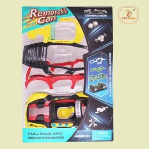 JH00558 (4) Toy Cloud DIY Metal Cars Removable Changable Car Pull-Back Action, Build & Play Set with Multiple Customizations, Fun for Kids Ages 3+