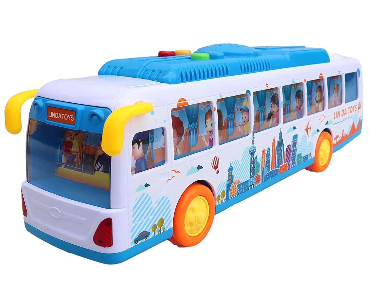 Rk Toys Public School Musical Toy City Bus Toys for Kids Friction Public Bus Activity Toy Vehicle with Music Sounds and Lights - Multicolor