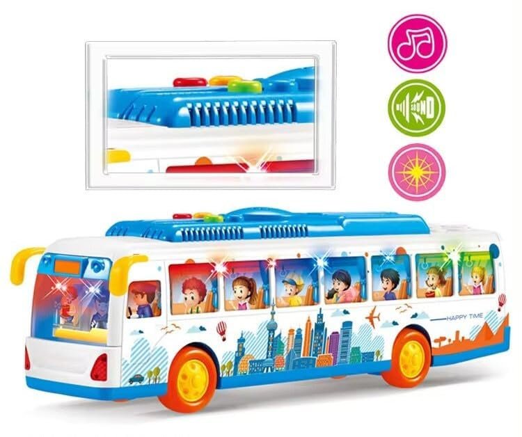 Rk Toys Public School Musical Toy City Bus Toys for Kids Friction Public Bus Activity Toy Vehicle with Music Sounds and Lights - Multicolor - Image 3