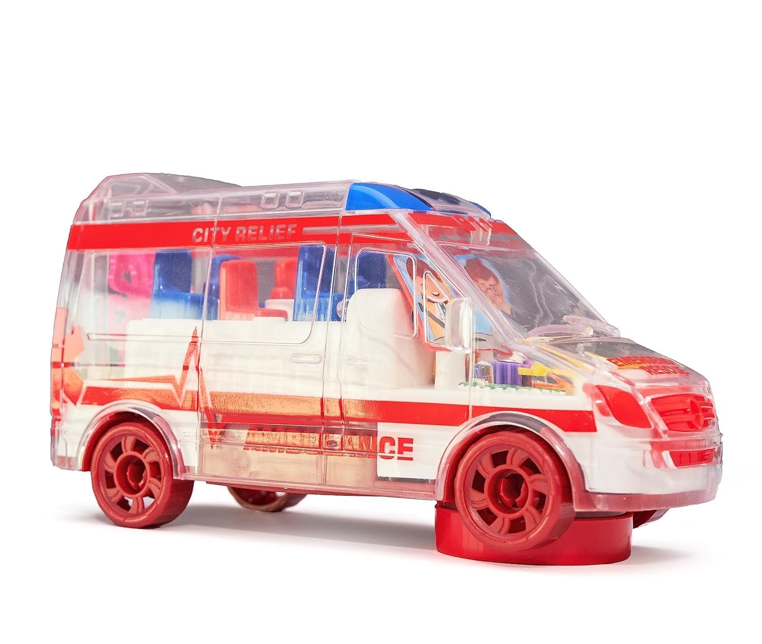 PANSHUB Transparent Ambulance Toy for Kids with Light and Sound Friction Power Ambulance Vehicle Electric Light Music Ambulance Toy for Kids (Multi Color) - Image 3