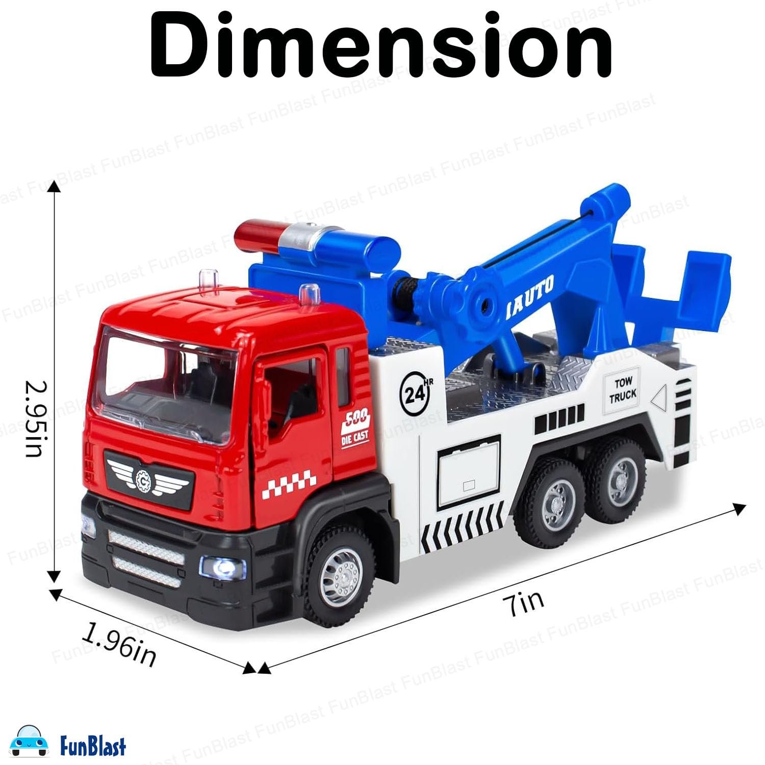 FunBlast Towing Truck Toy - Diecast Towing Truck Toy with Light and Sound, 1:50 Scaled Model Pull Back Toys for 3+ Year Old Kids, Boys, Metal Trucks for Kids - Image 3