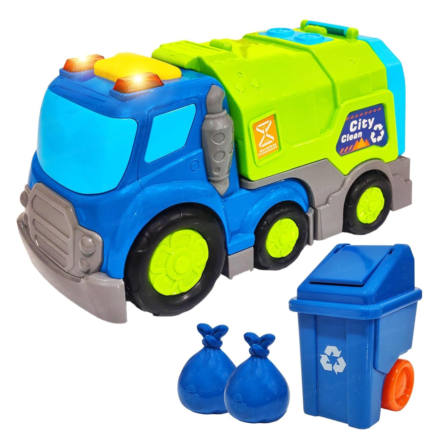 FunBlast Garbage Truck Toys for Kids, Pull Back City Clean Truck with Light and Sound Truck, Friction Power Vehicles Toy Trucks 3+ Years Old Boys Girls, & Kids (Multicolor)