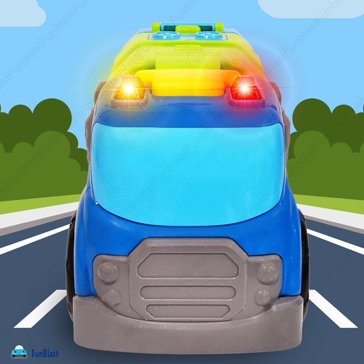 FunBlast Garbage Truck Toys for Kids, Pull Back City Clean Truck with Light and Sound Truck, Friction Power Vehicles Toy Trucks 3+ Years Old Boys Girls, & Kids (Multicolor) - Image 3