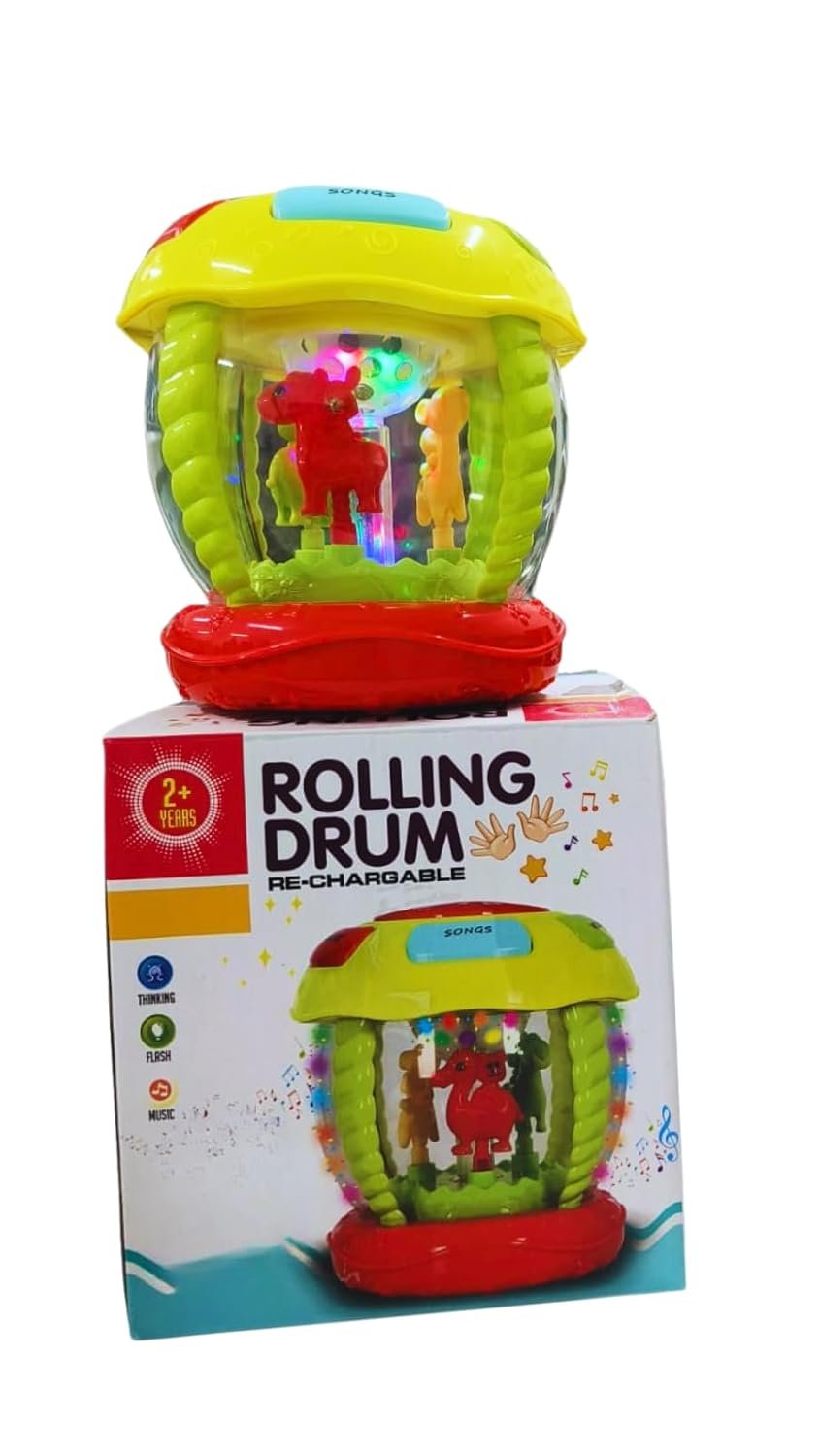 Rolling Drum Musical Toy with Lights, Rechargeable, Ages 2+, Multi-Colour - Image 3