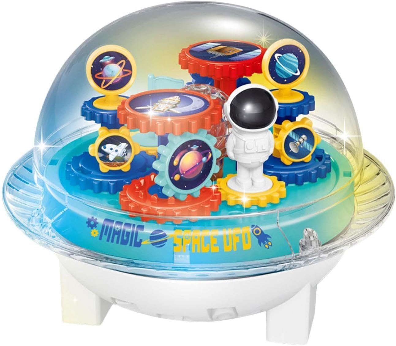 EUPHORIA Spaceship Toy for Children, UFO Toy Game, Universal Spaceship Model, Transparent Moving Gears for Boys, Girls Fame