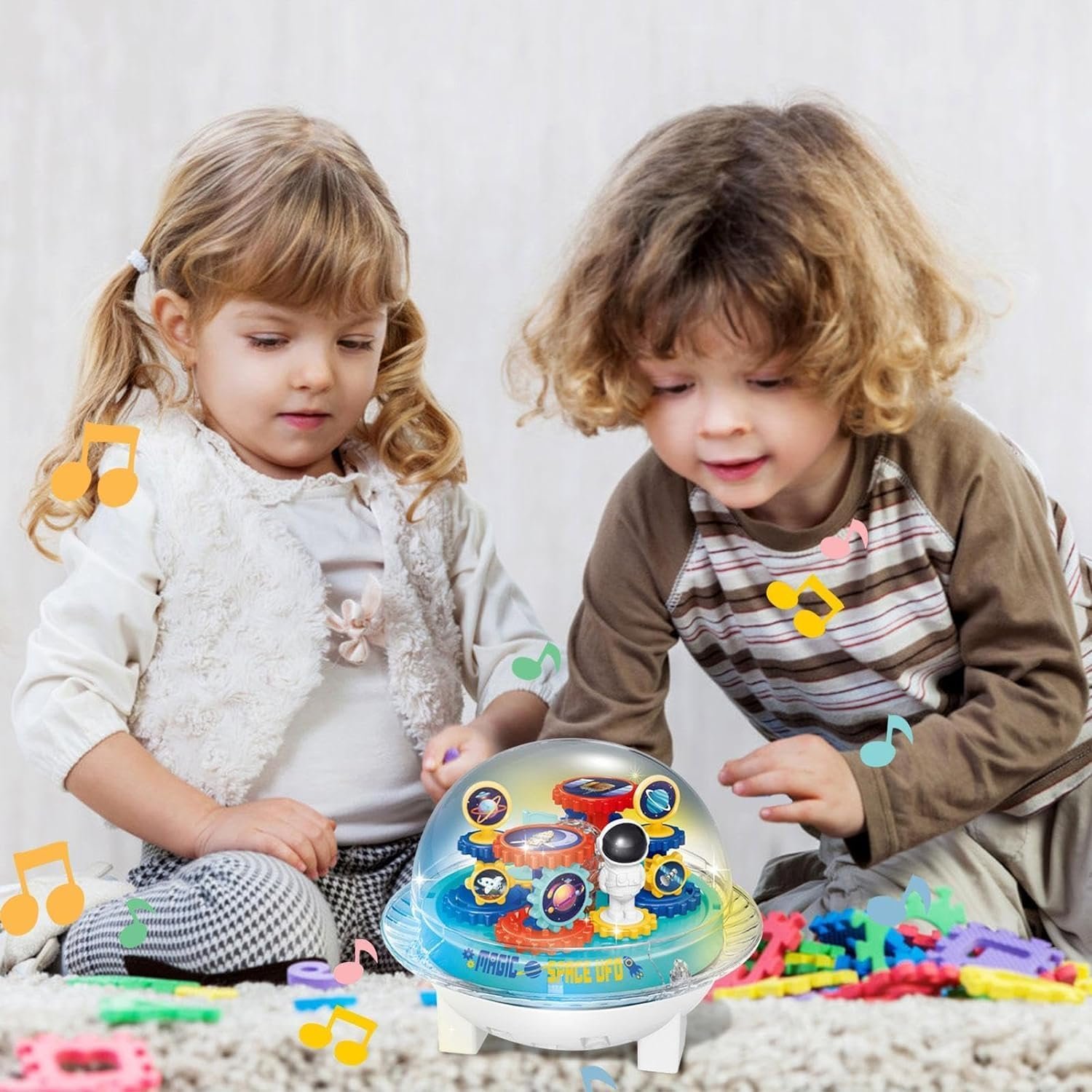 EUPHORIA Spaceship Toy for Children, UFO Toy Game, Universal Spaceship Model, Transparent Moving Gears for Boys, Girls Fame - Image 4