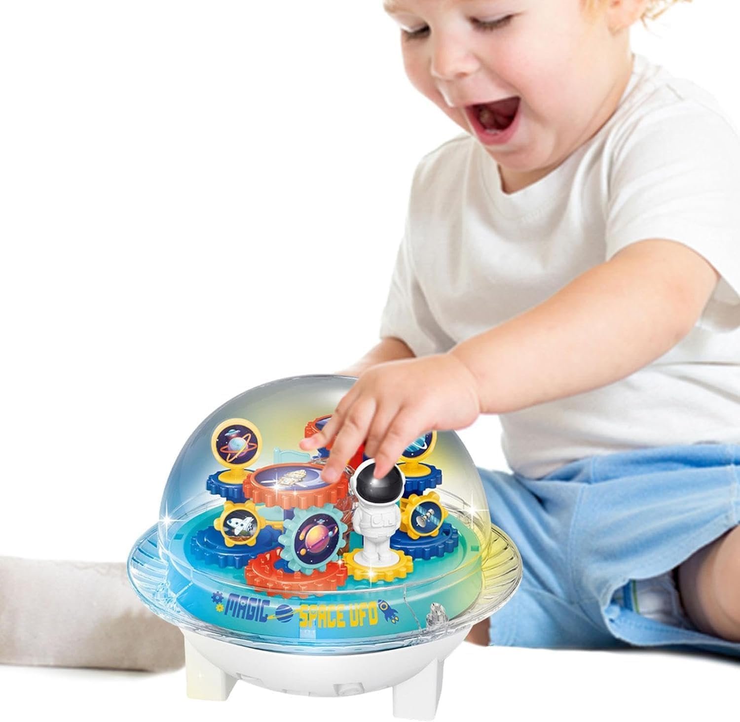 EUPHORIA Spaceship Toy for Children, UFO Toy Game, Universal Spaceship Model, Transparent Moving Gears for Boys, Girls Fame - Image 6