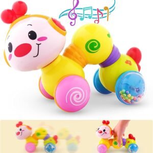 Pluspoint Caterpillar Press & Go Toy Musical,Baby Toys 6 To 12 Months, Light Up Head Inchworm Infant Toys, Baby Crawling & Educational Toys For 1 Year Old Boys & Girls (Caterpillar) - Multicolor