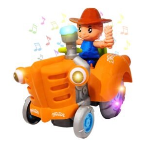 FunBlast Swing Farmer Tractor Toy - Flashing Light and Sound Toy for Kids, 360 Degree Rotation B/O Universal Wheel Car Toy 3+ Years Kids, Girls, Boys (Random Color)