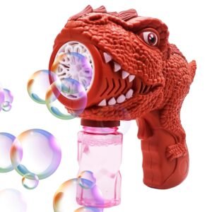 JH00593 (2) Azeena T-Rex Dinosaur Gatling Bubble Gun for Kids | 10-Nozzle Electric Bubble Blaster | Skin-Friendly Solution | High-Powered Bubble Maker Machine | Fun & Unique Gift for Children