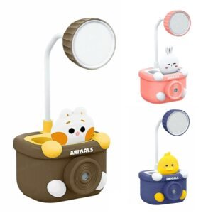 FunBlast Plastic Table LED Lamp - Rechargeable Desk Lamp with Pen Holder & Sharpener, Study Desk Light for Study Room / Home / Office (Pack of 1 Pcs, Random Color), Assorted