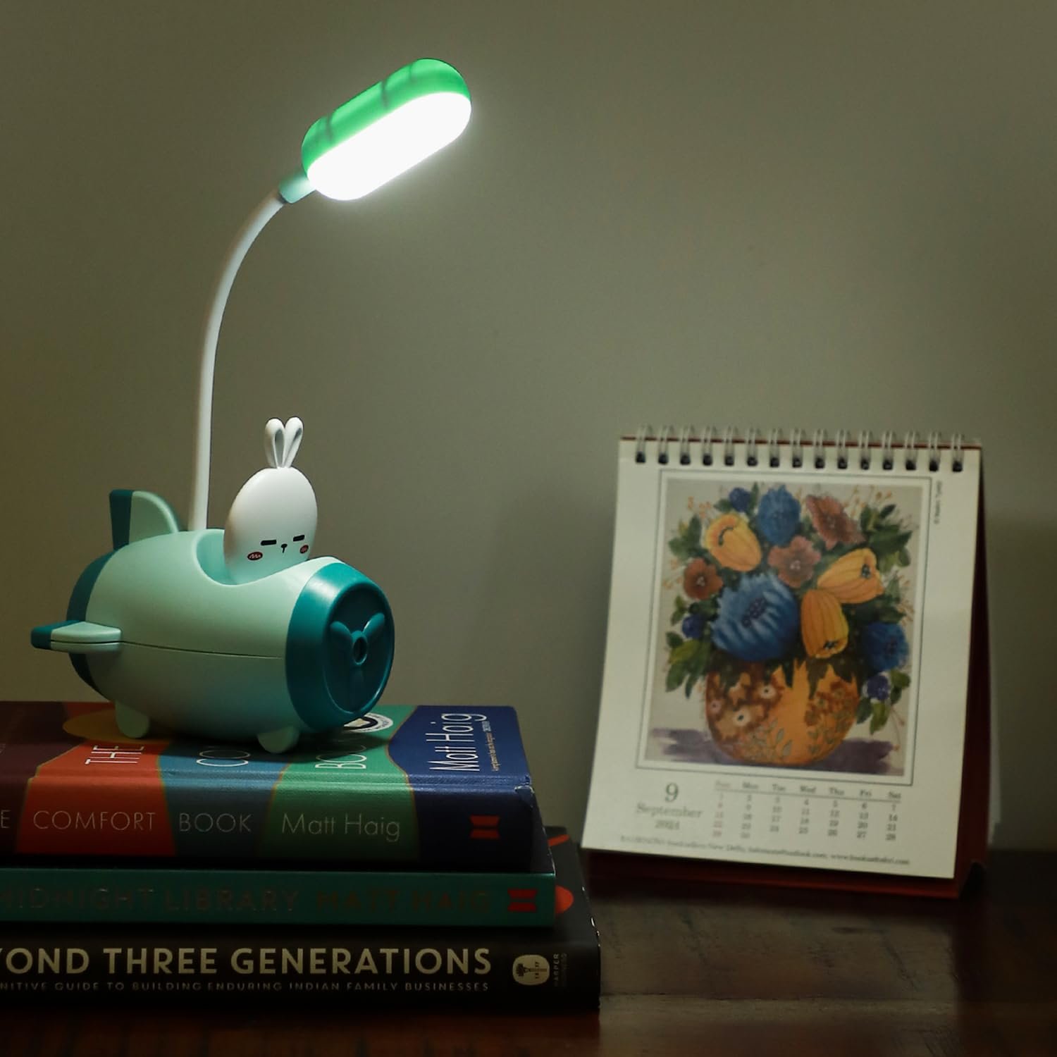 Lexton LED Study Table Lamp Aeroplane Shaped for Kids | Rechargeable Desk Lamps for Study Room with Pencil Sharpener | USB Warm Light LED Children Study Table Lamp | (Yellow,Pack of 1) - Image 3