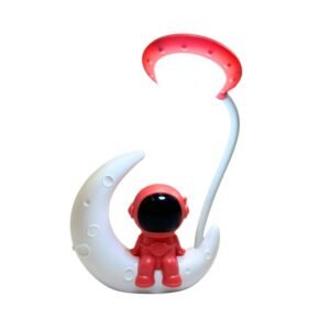 THE LUEUR MODE Plastic Moon Astronaut LED Lamp | with Pen Holder & Sharpener | Fun Desk Light for Kids