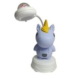 KRAFTZANIA Kids Unicorn Desk Lamp with Built-in Pencil Sharpener, LED Night Light, Turquoise