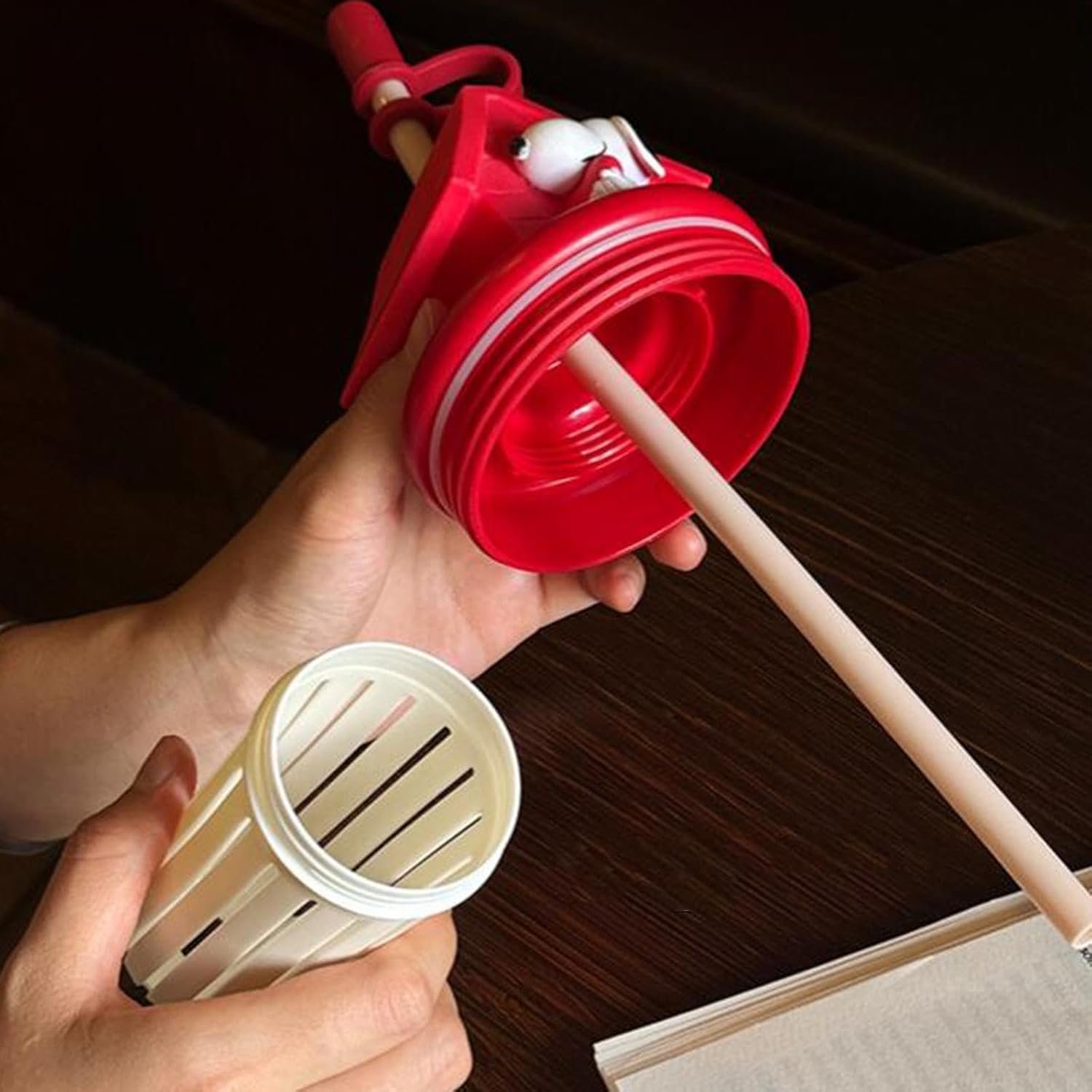 ATORSE Insulated Stainless Steel Water Bottle Cute with Tea Infuser for Trip Sports Red - Image 2