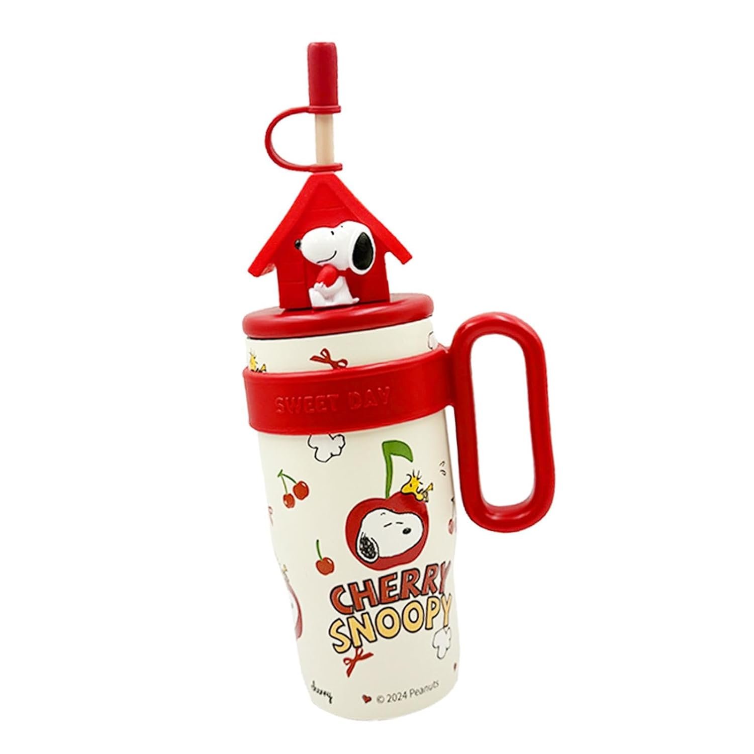 ATORSE Insulated Stainless Steel Water Bottle Cute with Tea Infuser for Trip Sports Red