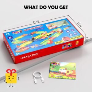 JH00646 (1) Mirana Block Rider Toy Train Set with Colorful & Multiple Track Layout, USB Rechargeable Type-C Engine, Various Sound Modes - Vande Bharat, Rajdhani, Delhi Metro, Kids 2-8 Years (Medium - 82 Pcs)