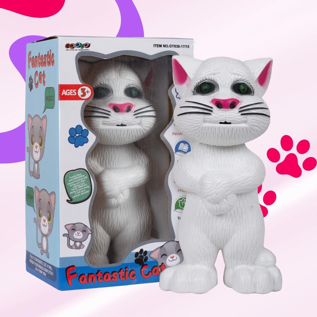 Gooyo GY-838-17/18 Electronic Pet Talking Toy Cat for Kids | Best Musical Toy with More Features | Best Gift for Kids | White Color, 3xAA Battery (Not Included) - Image 2
