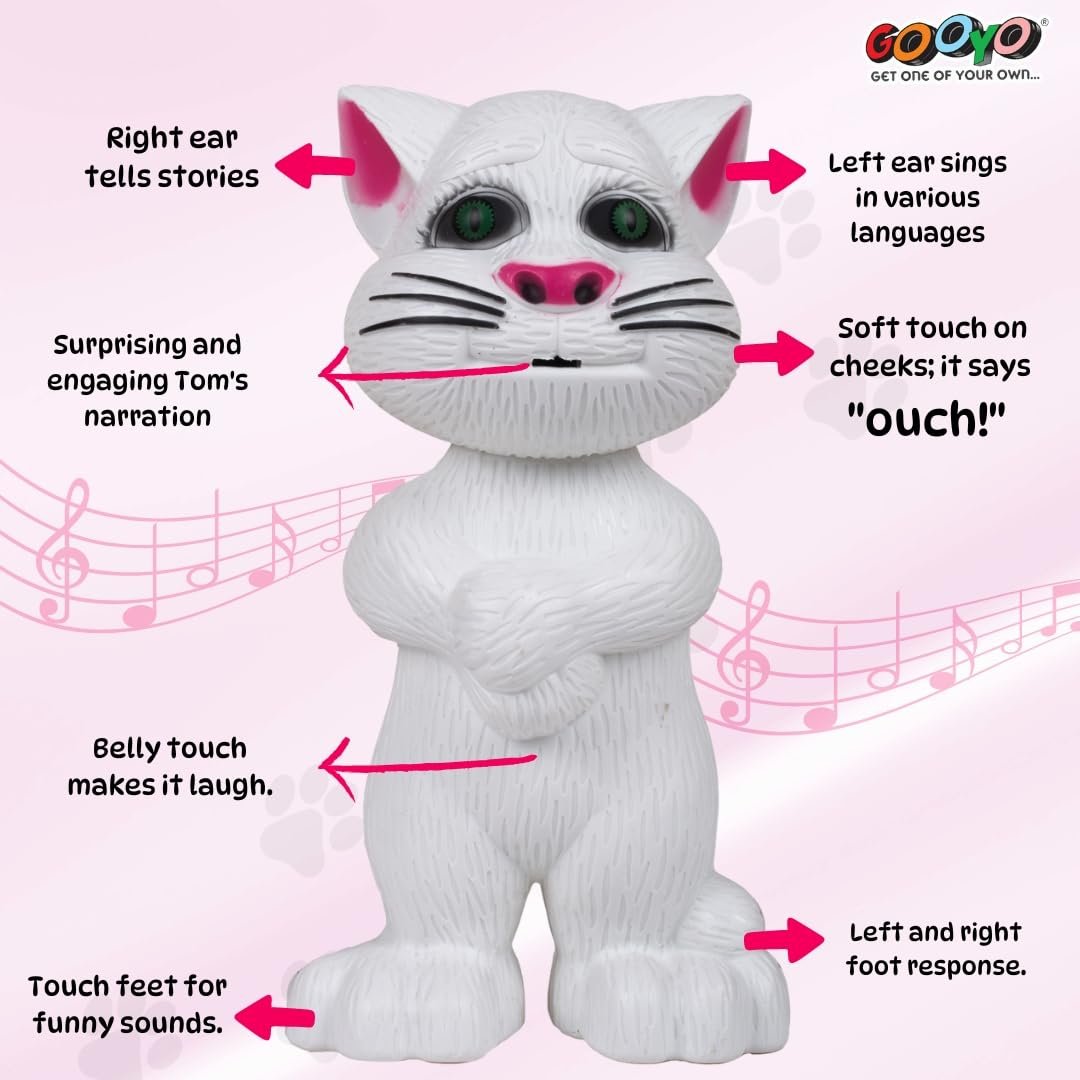 Gooyo GY-838-17/18 Electronic Pet Talking Toy Cat for Kids | Best Musical Toy with More Features | Best Gift for Kids | White Color, 3xAA Battery (Not Included) - Image 4