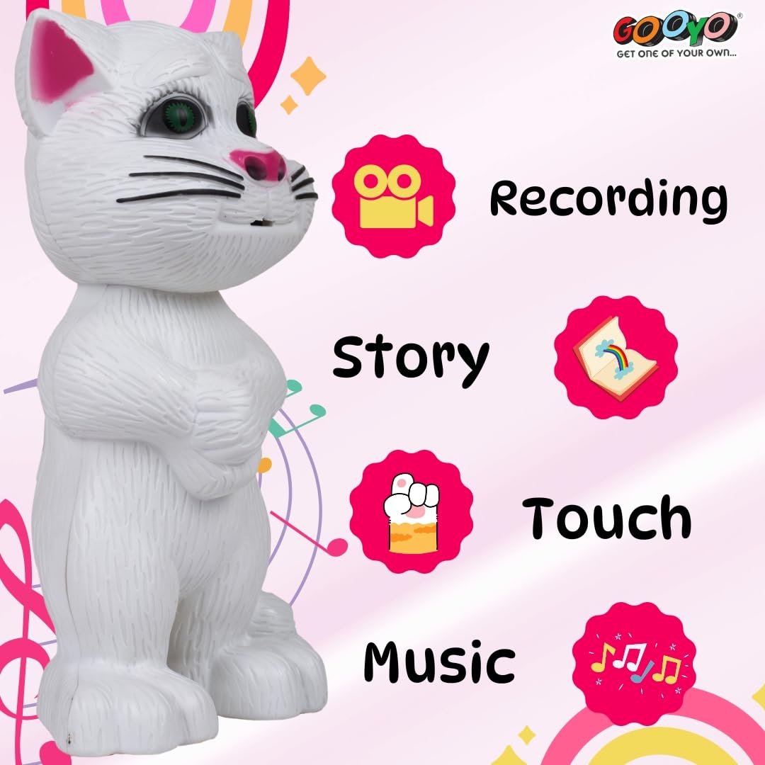 Gooyo GY-838-17/18 Electronic Pet Talking Toy Cat for Kids | Best Musical Toy with More Features | Best Gift for Kids | White Color, 3xAA Battery (Not Included) - Image 6