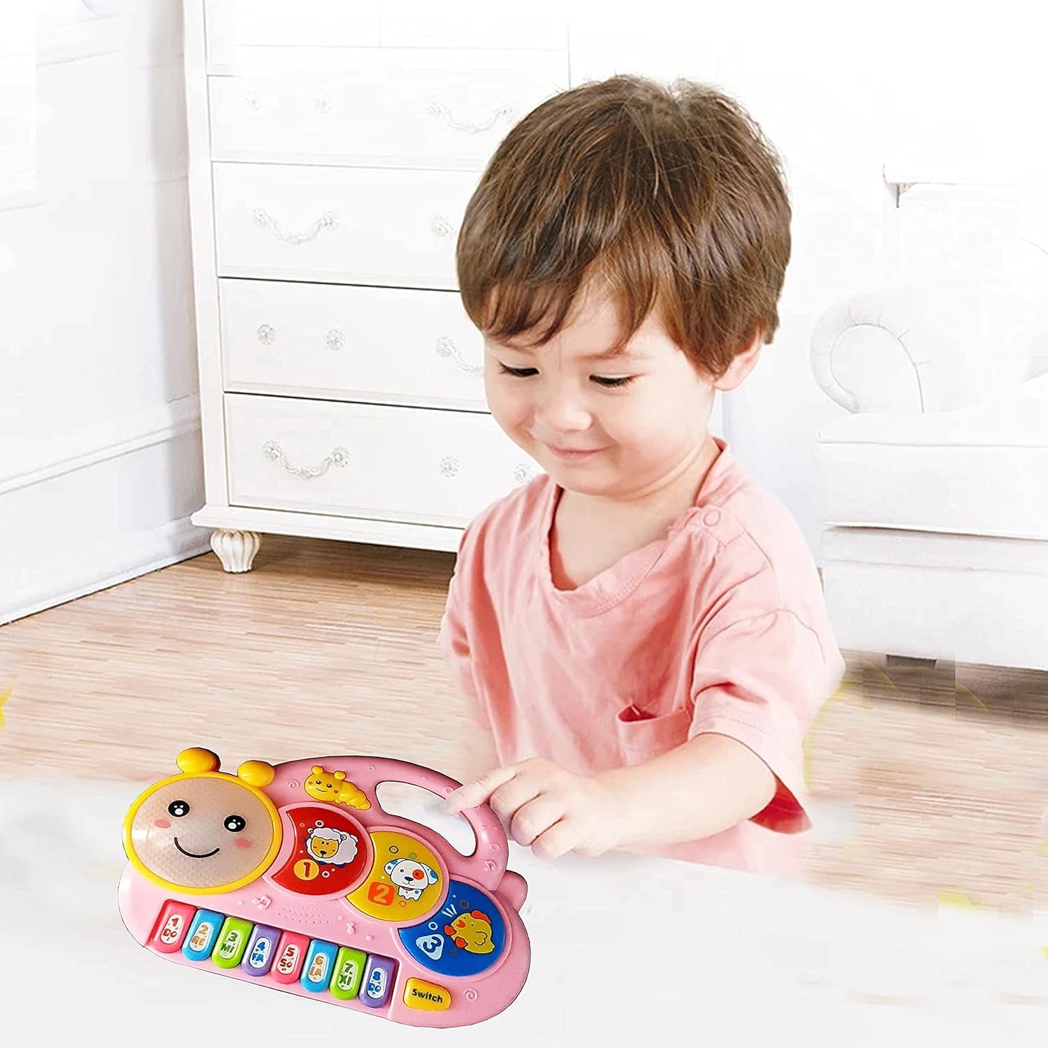 VGRASSP Happy Caterpillar Musical Toys for Babies and Kids - Green Small Piano for Kids - Best Toy (Pink) - Image 4