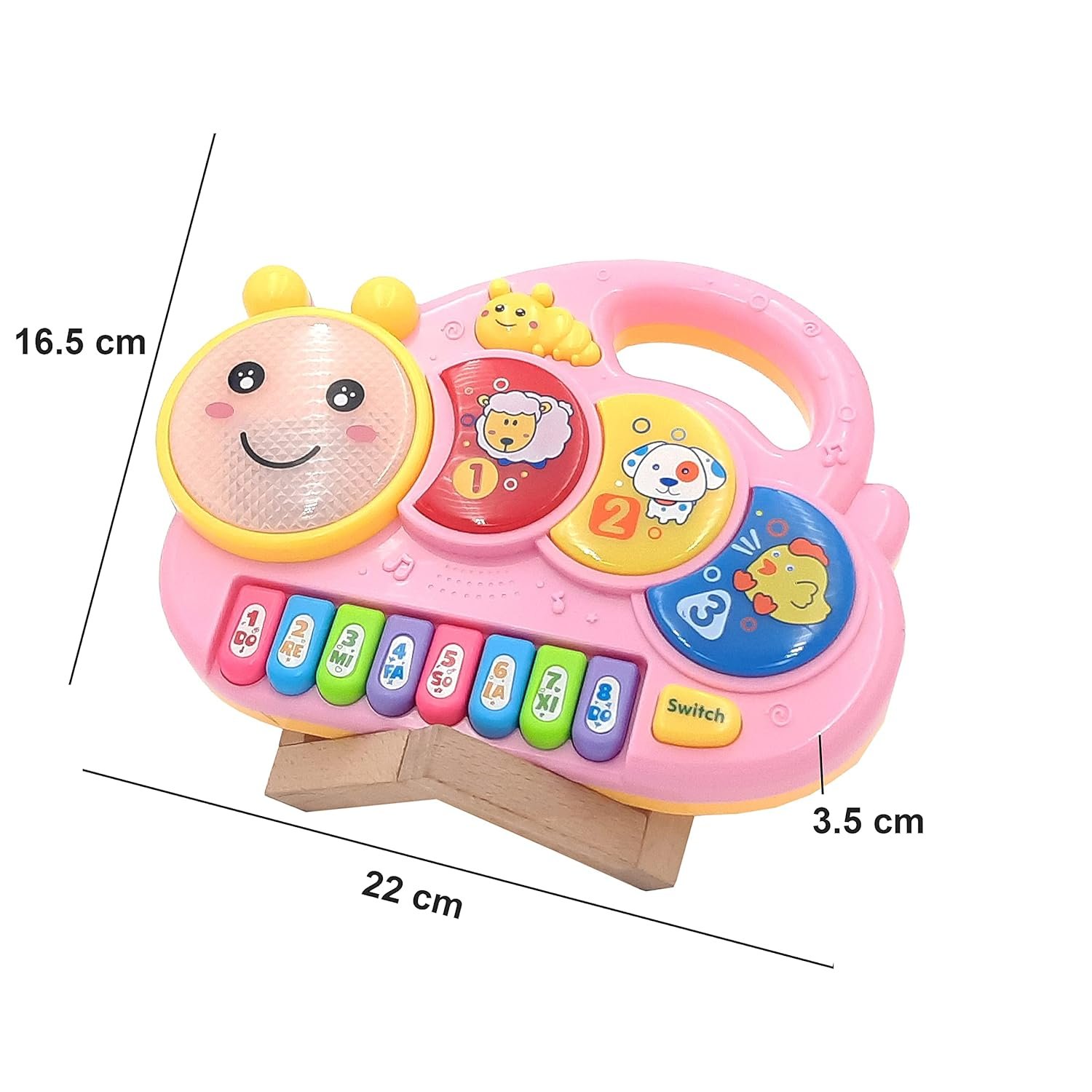 VGRASSP Happy Caterpillar Musical Toys for Babies and Kids - Green Small Piano for Kids - Best Toy (Pink) - Image 5