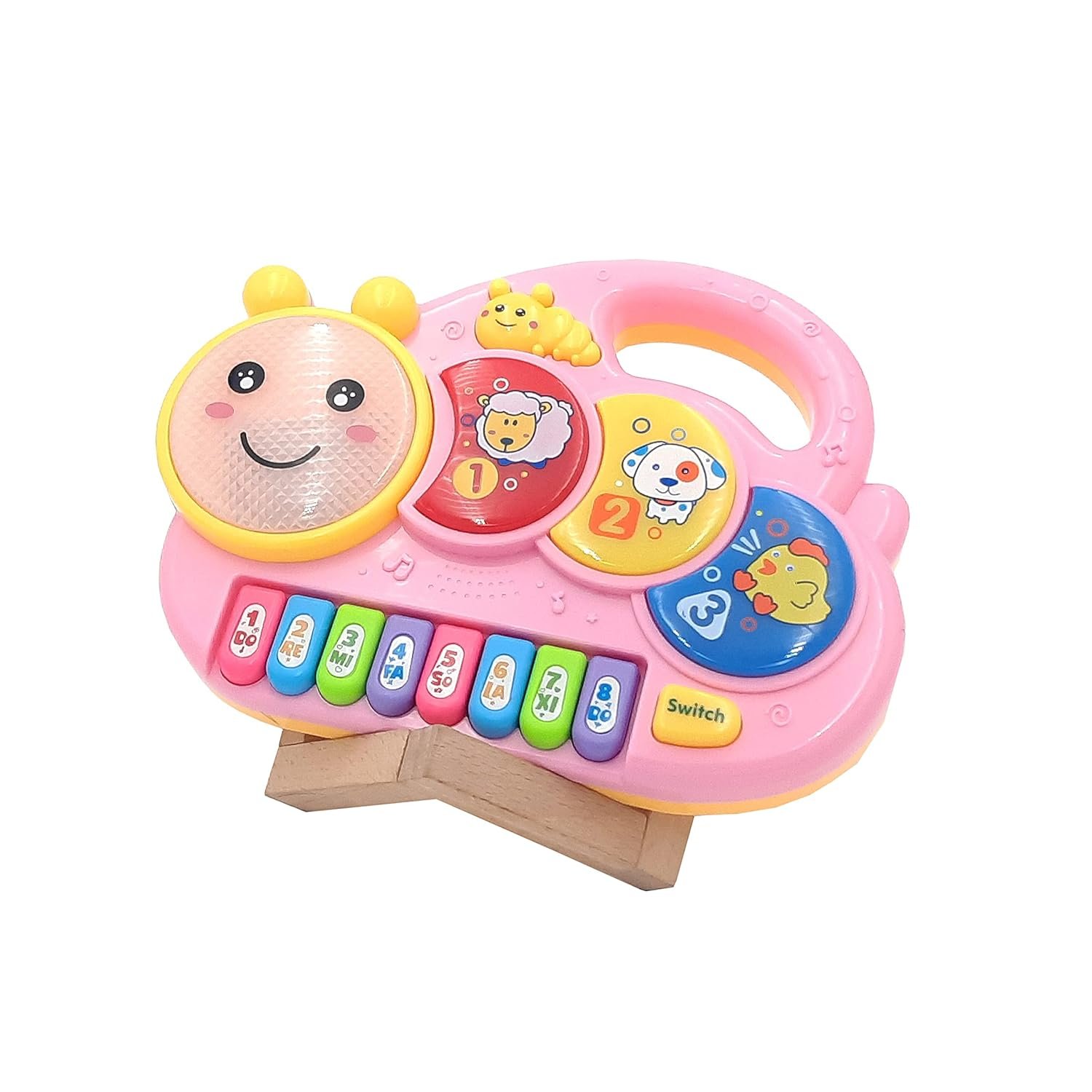 VGRASSP Happy Caterpillar Musical Toys for Babies and Kids - Green Small Piano for Kids - Best Toy (Pink) - Image 6