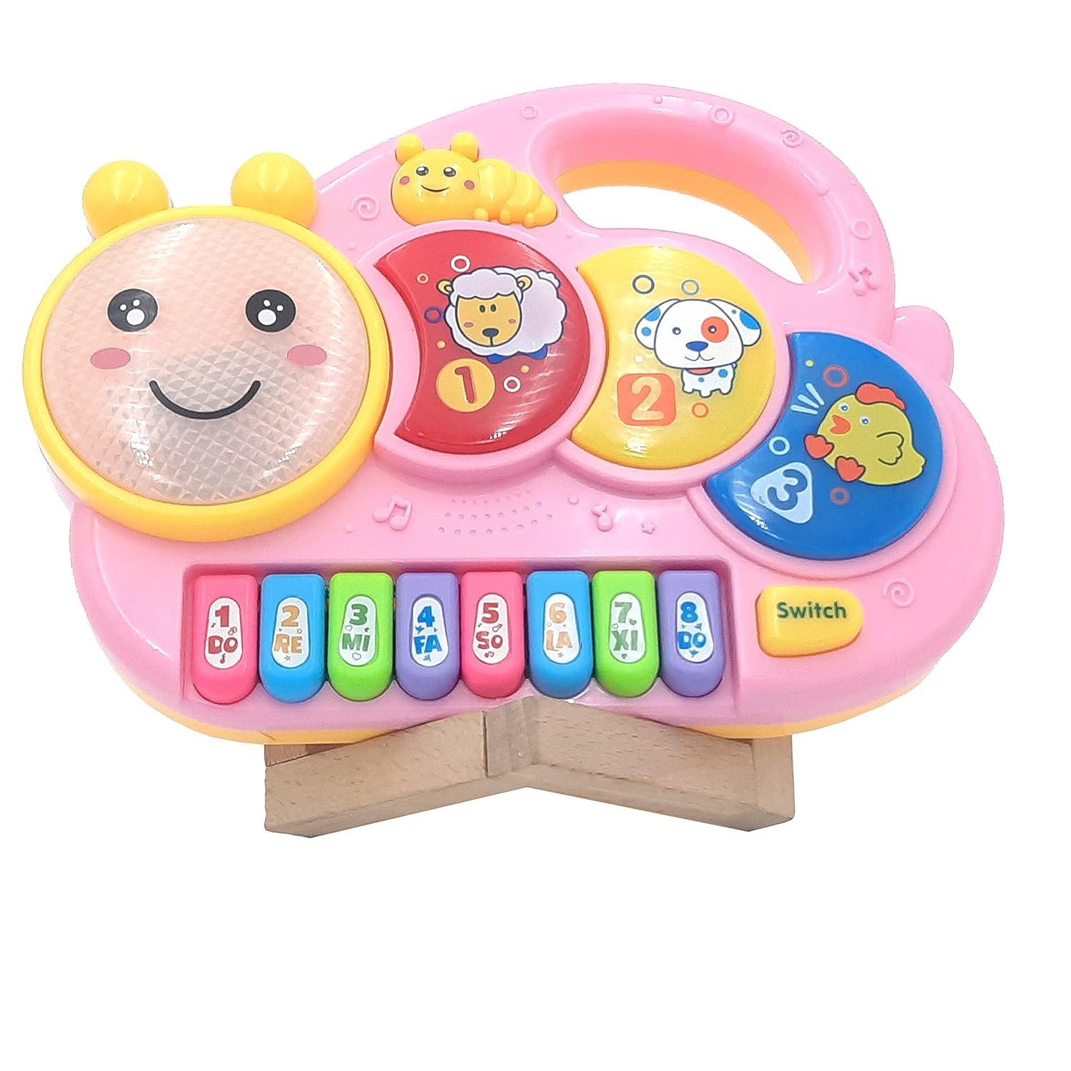 VGRASSP Happy Caterpillar Musical Toys for Babies and Kids - Green Small Piano for Kids - Best Toy (Pink) - Image 7