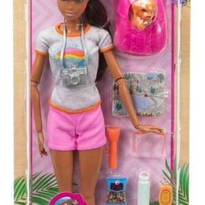 Barbie Doll, Kids Toys, Brunette Doll with Puppy, Sets, Hiking Day, Self-Care Series, Backpack Pet Carrier, Camera and More