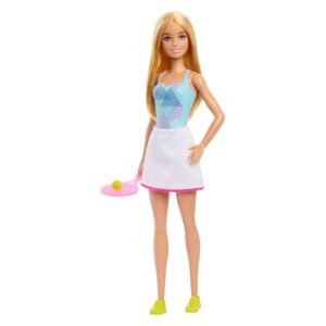 Barbie Tennis Player Doll (12 inches) with Cute Tennis Outfit with Shirt & Skirt, Tennis Racket & Tennis Ball Accessories, 3 & Up