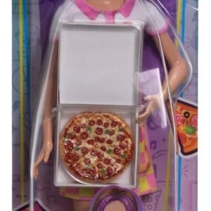 Barbie Skipper Doll with Accessories, Pizzeria Waitress Doll with Pizza & Takeout Box, Brown Eyes & Blue Eyes Doll