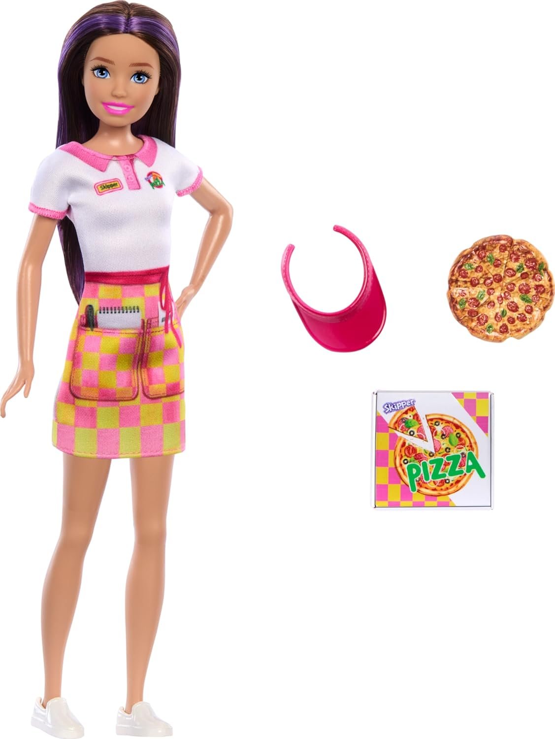 Barbie Skipper Doll with Accessories, Pizzeria Waitress Doll with Pizza & Takeout Box, Brown Eyes & Blue Eyes Doll - Image 6