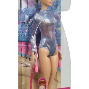 Barbie Rhythmic Gymnast Blonde Doll (12-in/30.40-cm) with Colorful Metallic Leotard, 2 Clubs & Ribbon Accessory, Great Gift for Ages 3 Years Old & Up