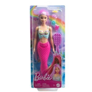 Barbie Mermaid Doll with 7-Inch-Long Pink Fantasy Hair and Colorful Accessories for Styling Play Like Headband and Barrettes