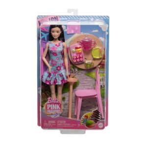 Barbie Pink Passport Japan Café Playset with Fashion Doll in Dress & Shoes, Furniture & Accessories, Including Tea Set & Sushi