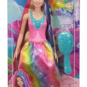 Barbie Dreamtopia Princess Doll (11.5-inch) with Extra-Long Two-Tone Fantasy Hair, Hairbrush, Tiaras and Styling Accessories, Gift for Ages 3+
