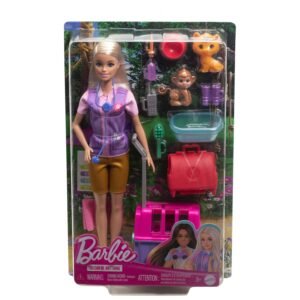 Barbie Careers Doll & Accessories, Animal Rescue & Recovery Playset with Blonde Doll, Baby Monkey & Tiger Figures, Carrier & More