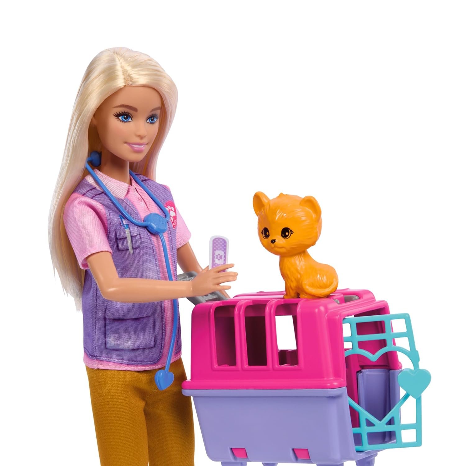 Barbie Careers Doll & Accessories, Animal Rescue & Recovery Playset with Blonde Doll, Baby Monkey & Tiger Figures, Carrier & More - Image 3