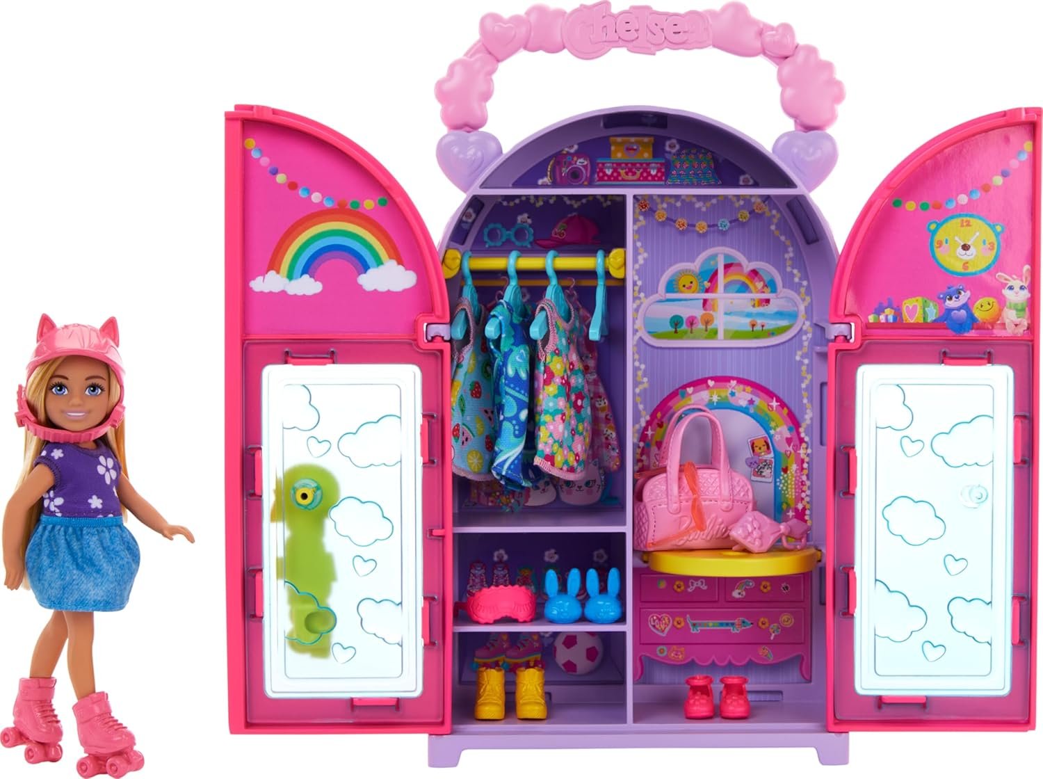 Chelsea Doll & Closet Toy Playset with 15 Pieces Clothes & Accessories Included, Foldable Set for On-The-Go Play & Storage - Image 2